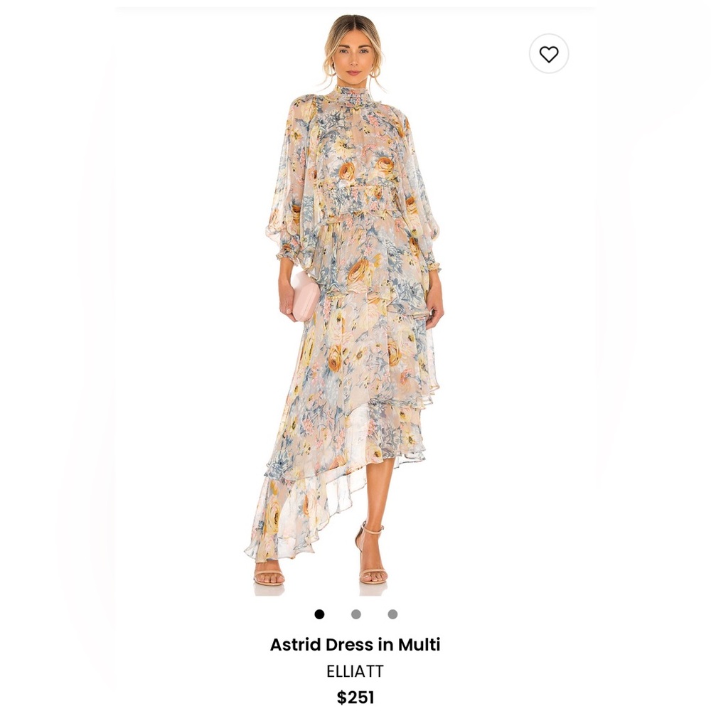 Elliatt Multi-Color High-Low Floral Ruffle Dress